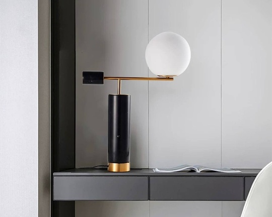 Настольная лампа PASCAL 50*64, черный, металл, мрамор.