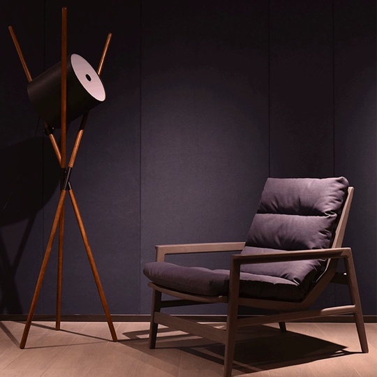 Торшер, черный, Bender 58*173, LED, дерево, искусственная кожа, ПММА