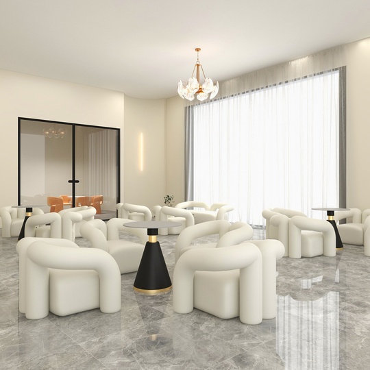 Кресло белое мягкое с банкеткой для ног - EDDY, 82х63х73