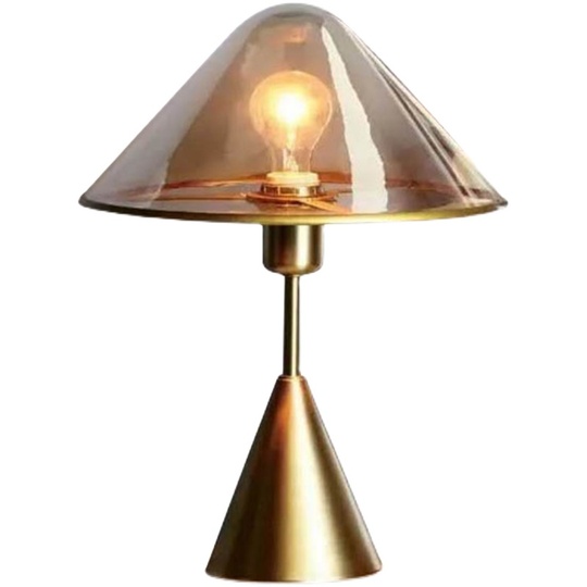 Настольная лампа янтарная STONEY CON, 1 м, 30*43 см, светодиодная, E27, металл, стекло, современный