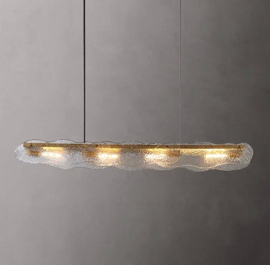 Светильник подвесной бронзовый Alephoid, металл, стекло, трос 150 см, 120*13 см, Е14