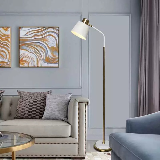 Торшер, золото, белый, Orleas 155*30, светодиодный, Е27, металл, ПММА