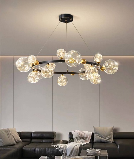 Люстра подвесная, черный, стекло, CHAT BLACK 120*32, металл, LED