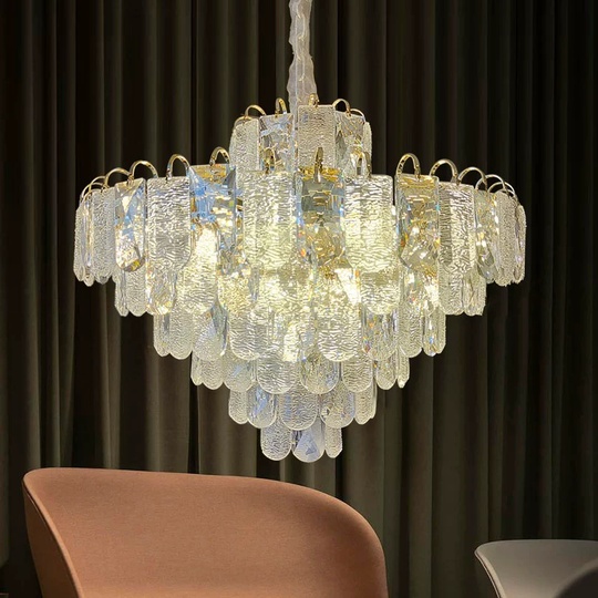 Люстра подвесная, золото, хрусталь, THOMAS 100*72 металл, E14.