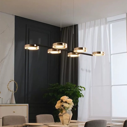 Люстра черная, золото  Elvraze, металл, 100*25 см, светодиодная, LED