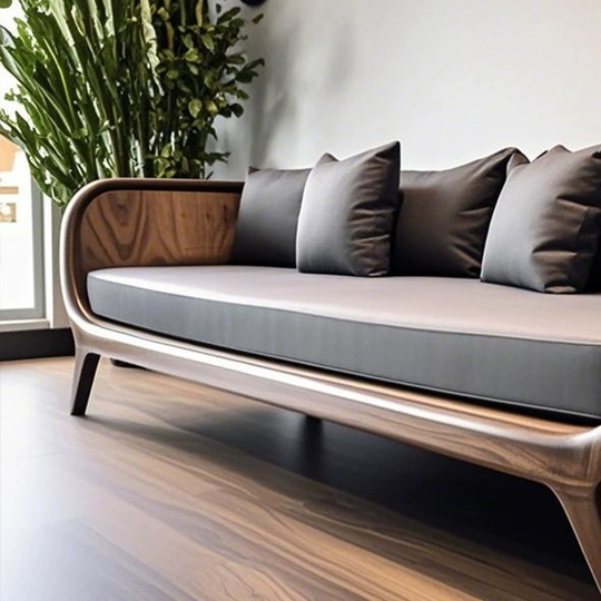 Прямой диван Joanna темный орех, кожа, 220*85*80 см