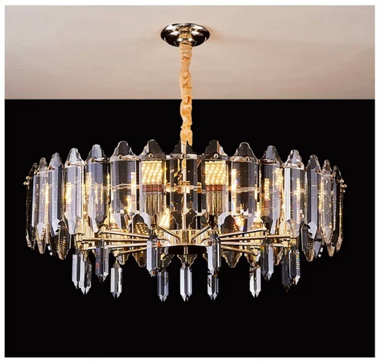 Люстра подвесная ALAGEYIK 40*32 дымчатый, кристалл, металл, Е14.