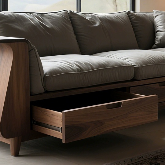 Прямой диван Donna темный орех, кожа, 260*85*80 см