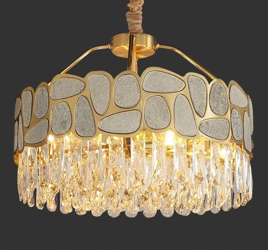 Люстра подвесная, медь, кристалл, GUNAY 95*42, металл, Е14.