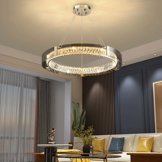 Люстра подвесная, хром, хрусталь, BELLA 80*9 металл, LED.