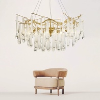 Люстра подвесная, золото, кристалл, KAROLYN 100*40, металл, G9.