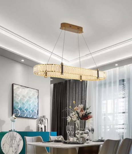 Люстра подвесная CAKIR 90*150 золотой, хрусталь, металл, LED.