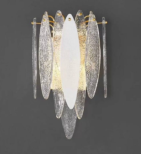 Настенный светильник, Бра TOM 32*40, прозрачный лед, стекло, металл, Е14.