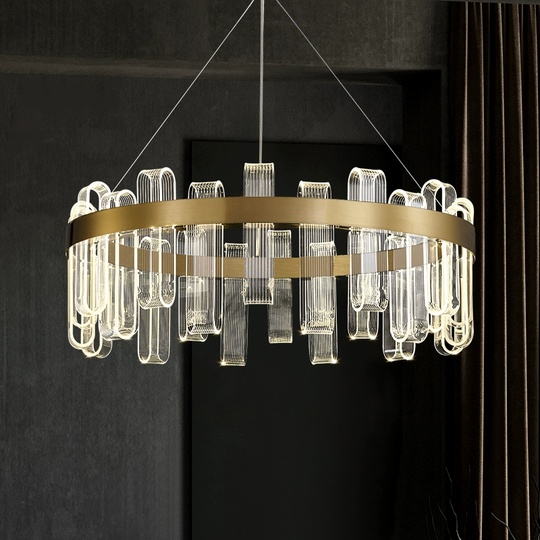 Светильник подвесной медный Evolqua, металл, трос 120 см, 80*30 см, LED