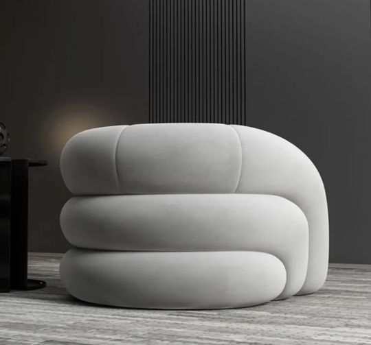 Серое кресло из ворсовой ткани, 88х84х70