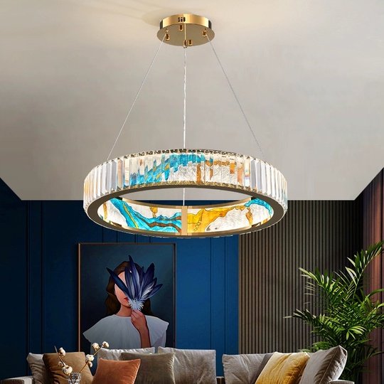 Люстра подвесная, золото, ПММА, RALPH 100*10 металл, LED.