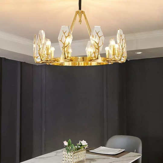 Светильник подвесной медный Elzure, медь, кристалл, 85*55 см, Е14