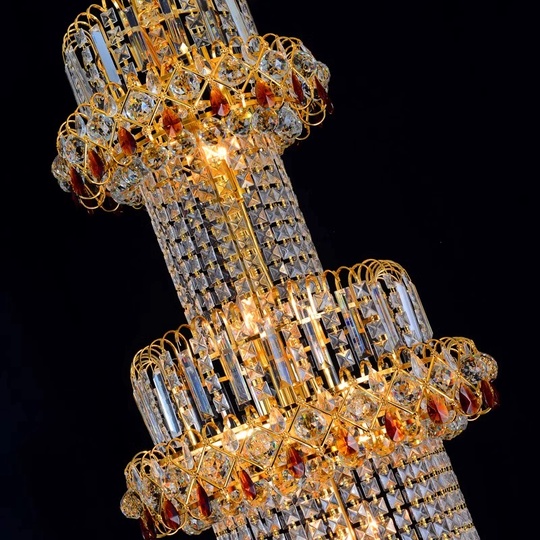 Люстра подвесная, золото, хрусталь, COOPER 180*250 металл, E14.