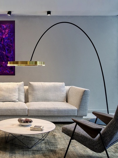 Торшер, латунь, черный, Anterra 220*200, LED, металл, ПММА