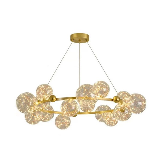 Люстра подвесная, золото, стекло, CHAT GOLD 60*32, металл, LED