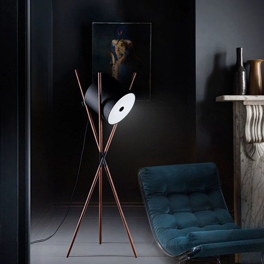 Торшер, черный, Bender 58*173, LED, дерево, искусственная кожа, ПММА