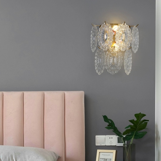 Настенный светильник, БРА TOBIAS 30*30, медный, прозрачный, стекло, металл, E14.