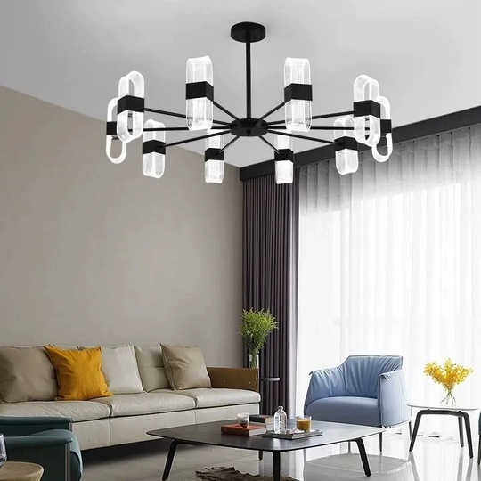 Люстра подвесная, черный, ПММА, AEGEN 65*30, металл, LED