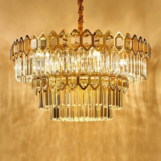 Люстра подвесная, золото, хрусталь, SHARYL 80*38, металл, E14.
