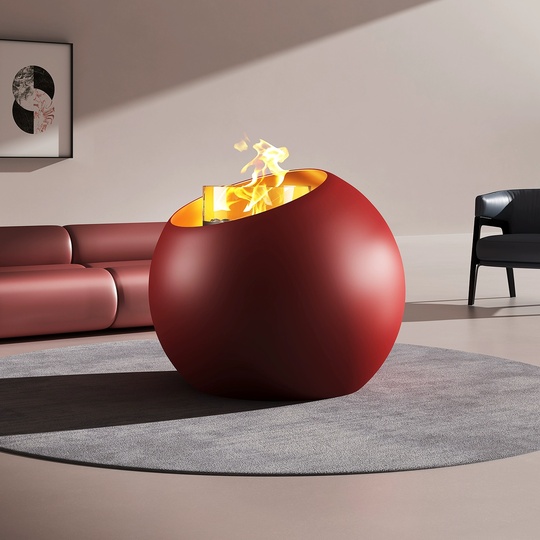 Горящий камин, круглый, 80*80 см, черный