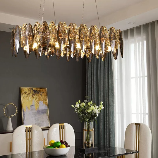 Подвесной светильник ADAK 100*18, золотой, стекло, металл,  Е14.