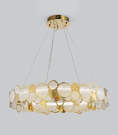 Люстра подвесная, золото, песочно-белый, стекло, AUTUNA 56*13, металл, G9.