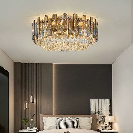 Потолочный светильник, медь, хрусталь, CUPID 40*28 металл, Е14.