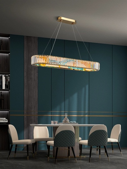 Люстра подвесная, золото, ПММА, RIVEN 100*10 металл, LED.