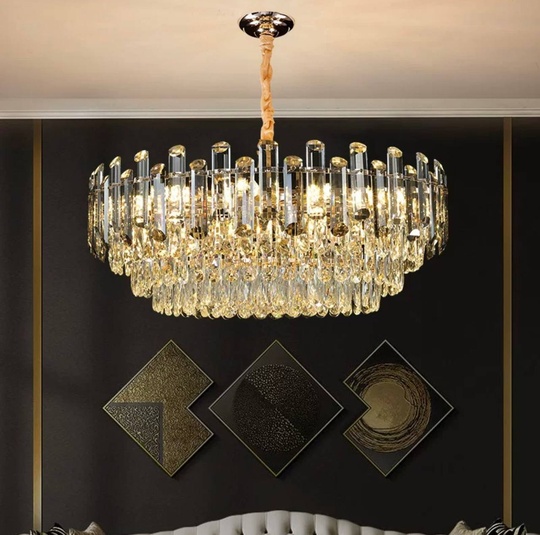 Люстра подвесная ALEV 50*30 золото, кристалл, металл, E14.