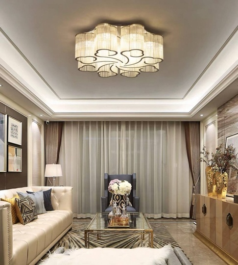 Люстра подвесная, хром, ПММА, KASIA 50*24, металл, E14.