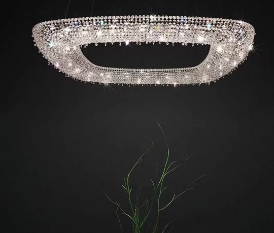 Люстра подвесная, серебро, хрусталь, SUSAN 100*100*28 металл, G9.