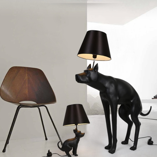 Напольный светильник черный. Собака торшер - Dog 138 см, E27, 10 Вт