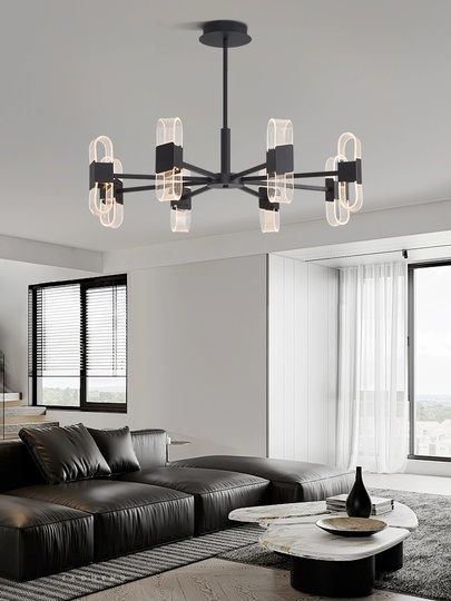 Люстра подвесная, черный, ПММА, AEGEN 80*30, металл, LED