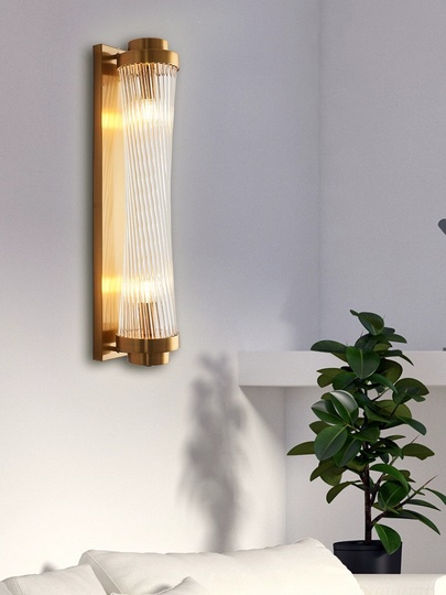 Настенный светильник, БРА VINNIE 12*60, медный, прозрачный, стекло, металл, Е14.