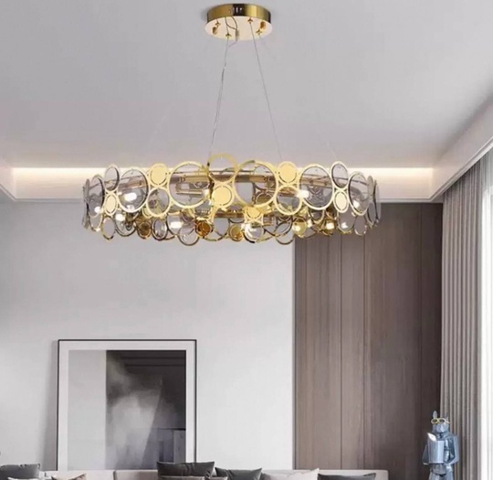 Люстра подвесная, золото, дымчатый, стекло, AUTUG 96*13, металл, G9.