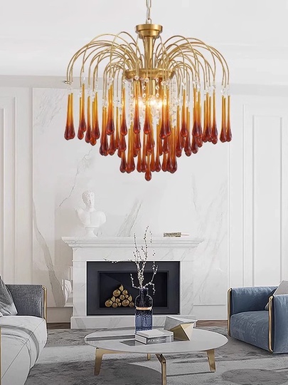 Люстра подвесная, бронза, стекло, NORTON 45*52 металл, E14.