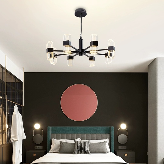 Люстра подвесная, черный, ПММА, AEGEN 70*30, металл, LED