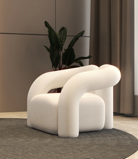 Кресло белое мягкое с банкеткой для ног - EDDY, 82х63х73