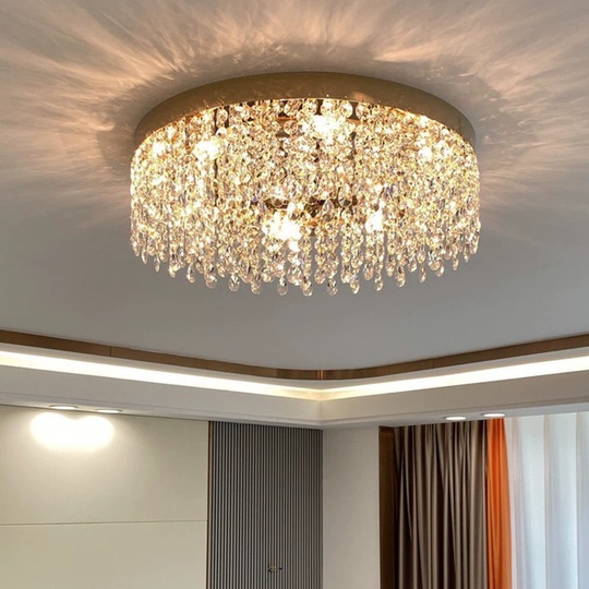Люстра подвесная, золотой, кристалл, SPARKLING 30*17, металл, E14.