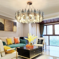 Люстра подвесная BIRICIK 60*25 золото, дымчатый, кристалл, металл, E14.