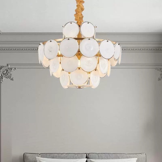 Люстра подвесная медная Aquorix, металл, стекло, трос 35 см, 80*45 см, Е14