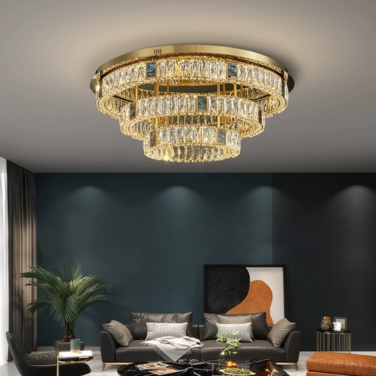 Люстра подвесная CEYHAN 40*35 золотой, хрусталь, металл, LED.