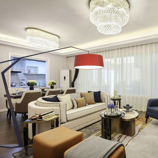 Напольный светильник черный с красным плафоном Lumens, E27, 15 Вт