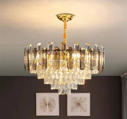 Люстра подвесная ALIM 98*67 золото, кристалл, металл, E14.