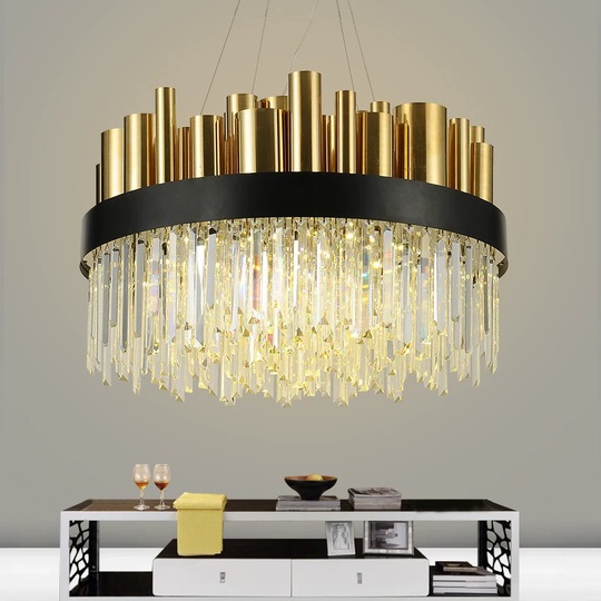 Люстра подвесная бронзовая Ezolon, металл, кристалл, трос 100 см, 100*45 см, LED